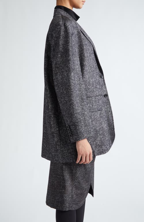 Max Mara Single-breasted Blazer In Printed Silk In Dark Grey