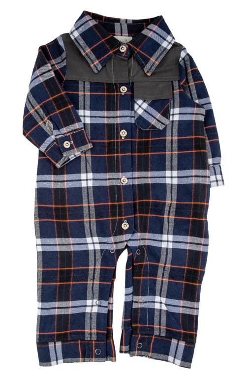 Shop Miki Miette Teddy Plaid Cotton Romper In Yosemite