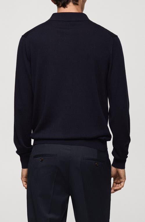 Shop Mango Merino Wool Polo Sweater<br /> In Black