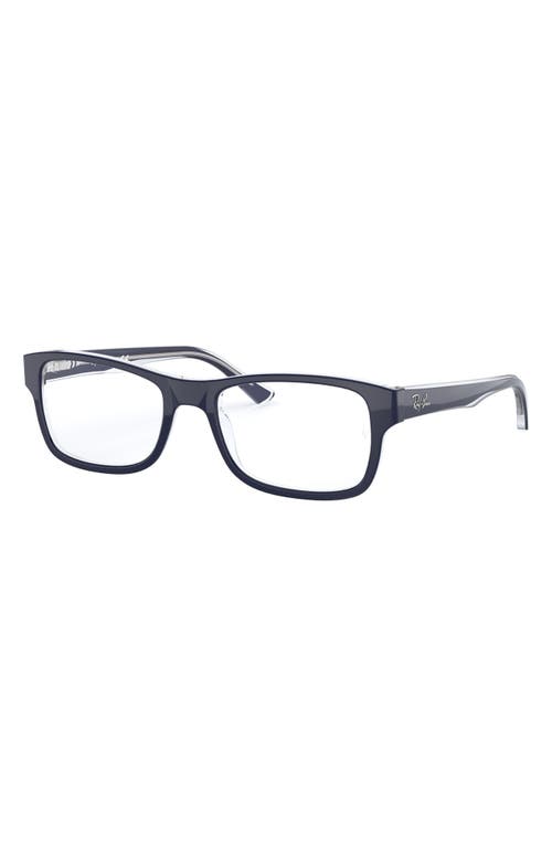 Ray Ban Ray-ban Unisex 52mm Rectangular Optical Glasses In Transparent/blue