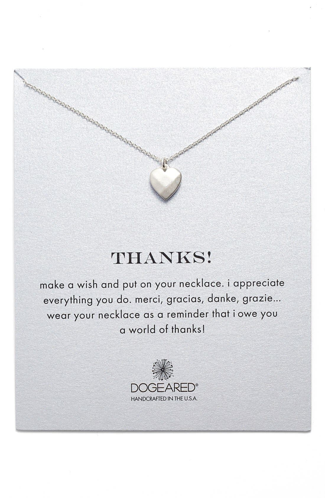 Dogeared 'Thanks' Heart Pendant Necklace Nordstrom