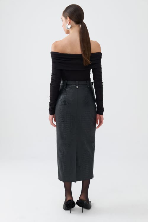 NOCTURNE NOCTURNE OFF SHOULDER BLOUSE WITH RUFFLE DETAIL 