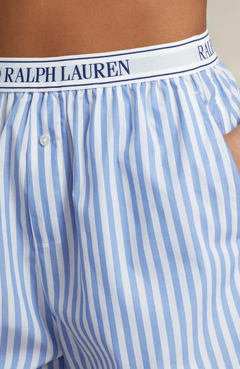Lauren Ralph Lauren Core Stripe Cotton Pyjama Boxer Shorts, Blue at John  Lewis & Partners
