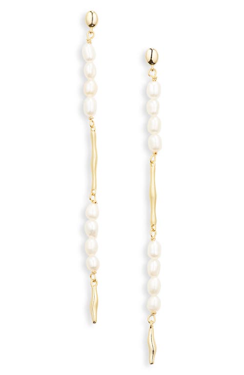 Argento Vivo Sterling Silver Freshwater Pearl Linear Drop Earrings In Gold