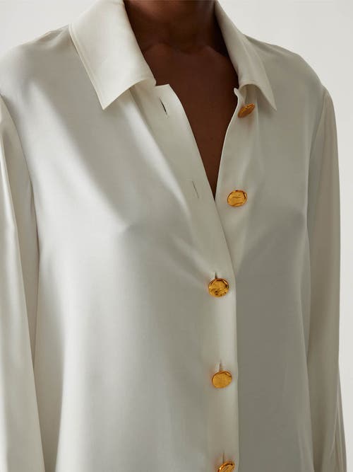 Shop Rebecca Taylor Silky Novelty Button Shirt In Milk