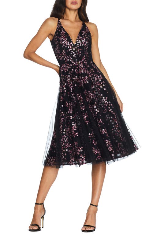 Dress the Population Courtney Sequin Floral Cocktail Fuchsia Multi at Nordstrom,