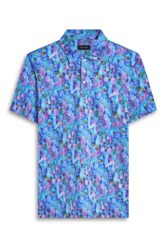 Shop Bugatchi Victor Ooohcotton® Pineapple Print Polo In Classic Blue