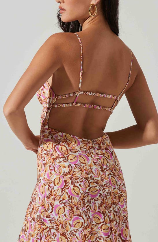 Shop Astr The Label Maritza Printed Midi Dress In Copper Lilac Multi