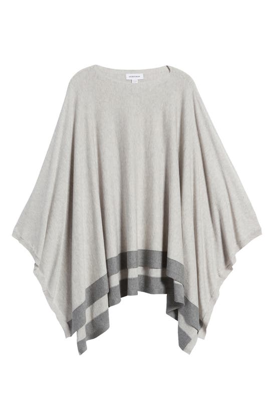 Nordstrom Cotton & Cashmere High-low Poncho In Grey Combo
