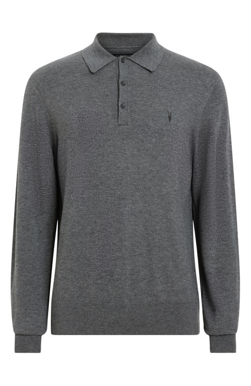Allsaints Mode Regular Fit Merino Wool Long Sleeve Polo Sweater In Carter Grey