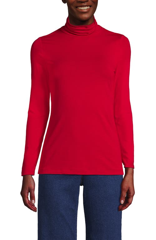 Shop Lands' End Lightweight Jersey Skimming Long Sleeve Turtleneck In Heritage Red