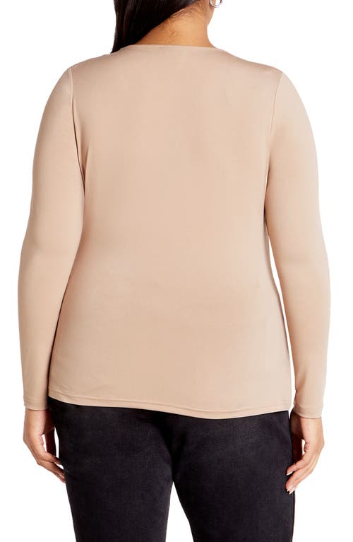 Shop City Chic Izzy U-bar Jersey Top In Beige