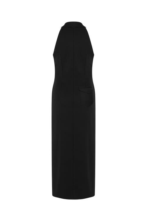 Shop Nocturne Midi Dress With Belt Designed Collar In Black