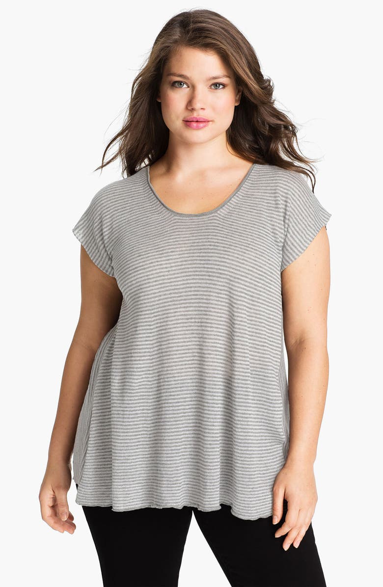 Eileen Fisher Stripe Linen Short Sleeve Top (Plus) | Nordstrom