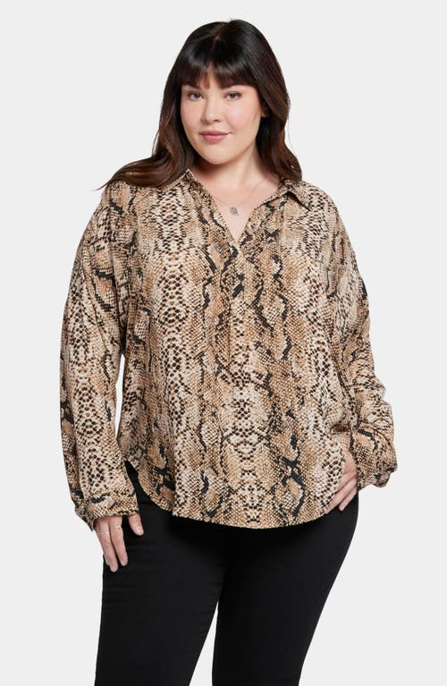 Shop Nydj Becky Snakeskin Print Georgette Top In Victorian Python Pink Taupe