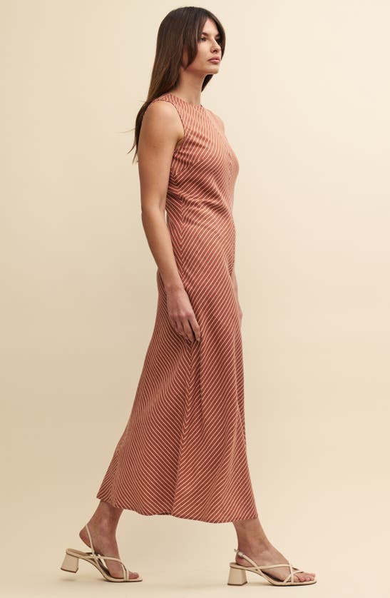 Nobody's Child Lia Stripe Linen Blend Midi Dress In Red
