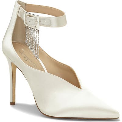 Imagine By Vince Camuto Greer Crystal Chain Pointed Toe Pump, White
