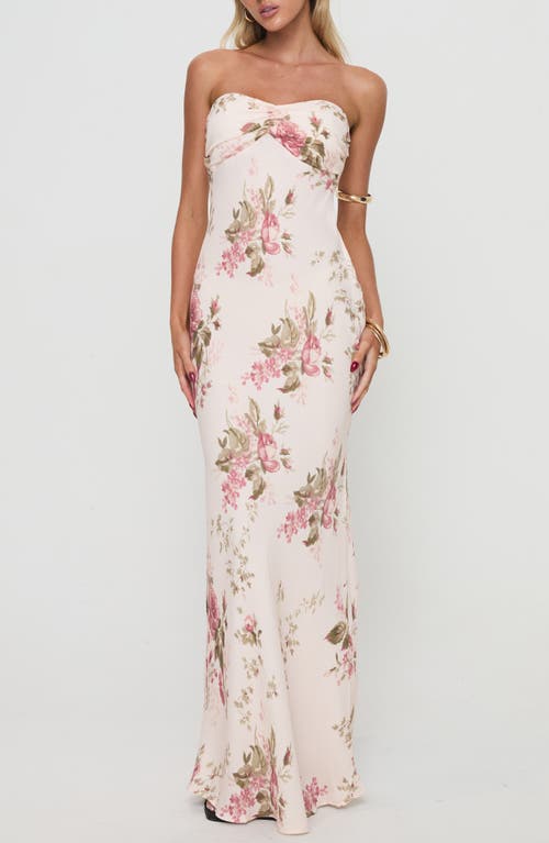 Abeila Floral Strapless Maxi Dress in Pink