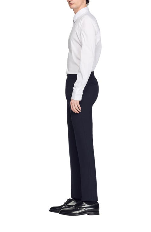 Shop Sandro Jersey Trousers In Navy Blue