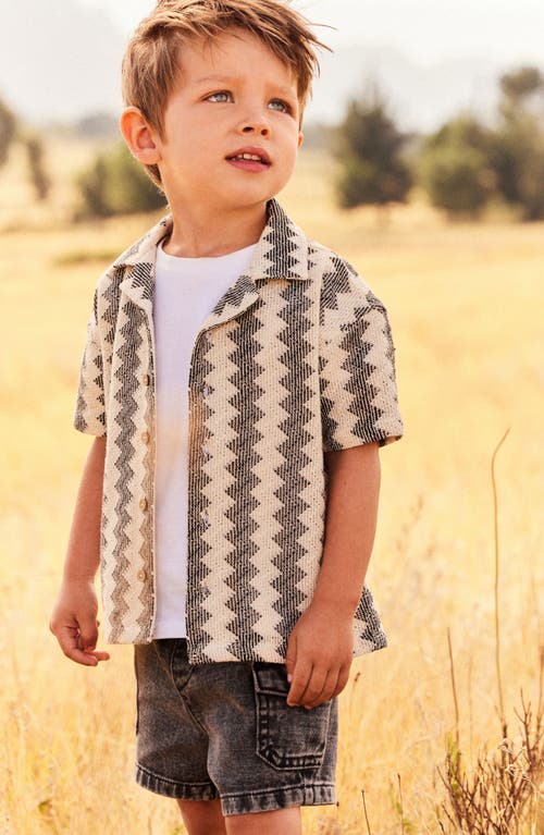 NEXT NEXT KIDS' STRIPE SHORT SLEEVE COTTON BLEND KNIT BUTTON-UP SHIRT 