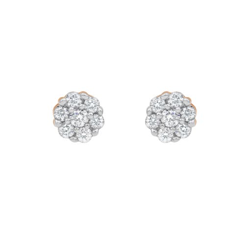 Shop Luvmyjewelry Aura 14k Gold Flower Cluster Diamond Unisex Earrings In 14k Rose Gold