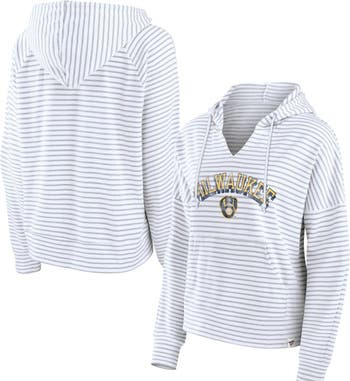 Women's G-III 4Her by Carl Banks White Milwaukee Brewers City Graphic Pullover Hoodie Size: Extra Small