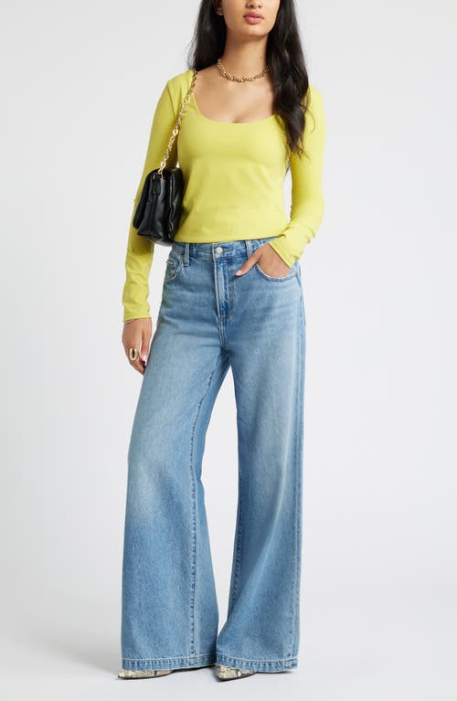 Shop Open Edit Smooth Edit Scoop Neck Top In Yellow Celery