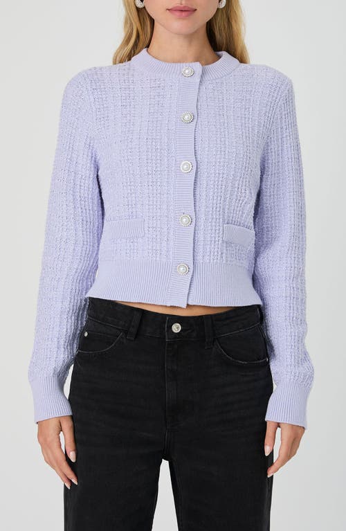 French Connection Lurex Tweed Cardigan In Lavendar