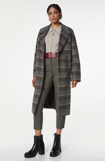 Wool blend store plaid coat