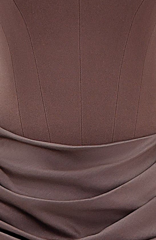 House Of Cb Persephone Strapless Satin Corset Cocktail Dress In Pebble Grey