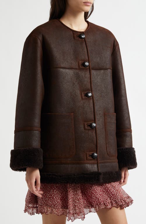 Shop Weekend Max Mara Borbone Shearling Coat In Chocolate