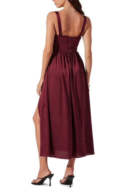 Astr The Label Pleated Bustier Midi Dress In Wine
