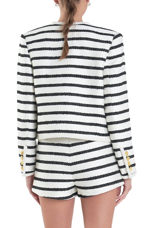 English Factory Stripe Tweed Jacket In Off White/black