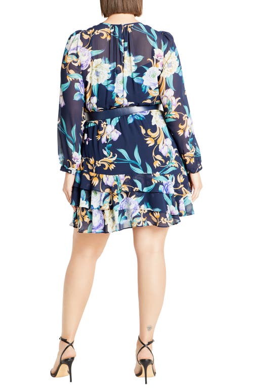 Shop City Chic Julianna Floral Long Sleeve Belted Dress In Kiss Me Sweet