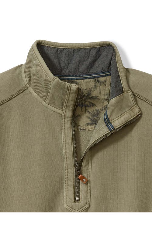 Shop Tommy Bahama French Terry Half Zip Pullover In Tea Leaf