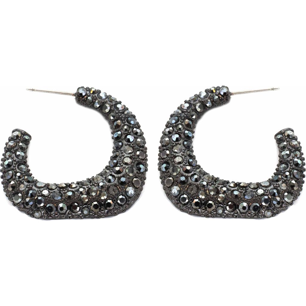 Panacea Pavé Square Hoop Earrings In Hematite