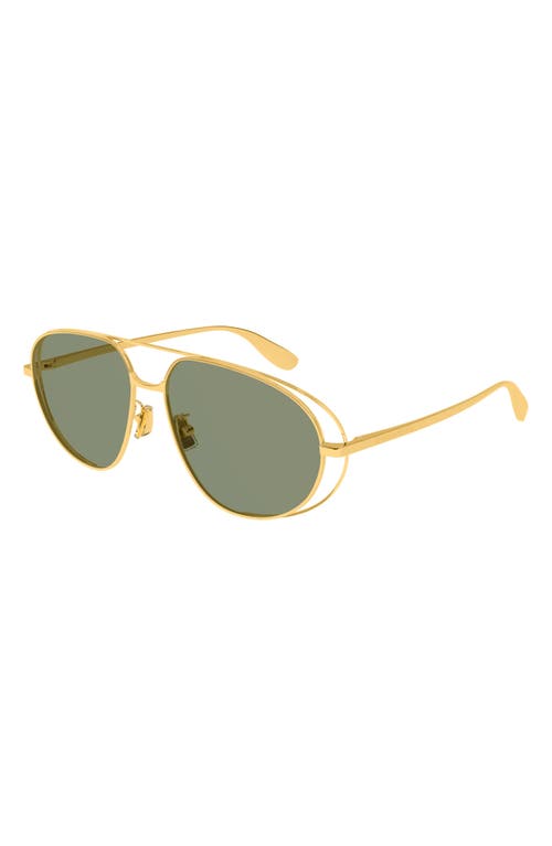 Shop Bottega Veneta 61mm Pilot Sunglasses<br /> In Gold