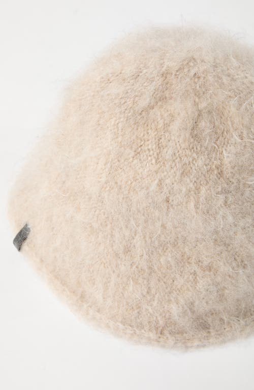 Shop Brunello Cucinelli Mohair And Wool Knit Bucket Hat With Monili In Beige