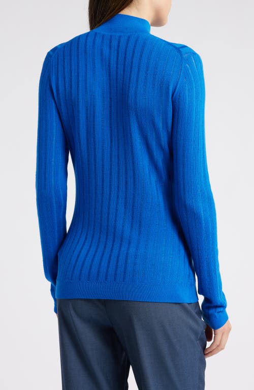 Shop Hugo Boss Boss Fatirami Virgin Wool Rib Sweater In Sonic Blue