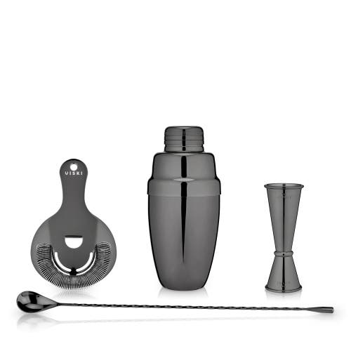 Viski Warren 4-piece Barware Set In Black
