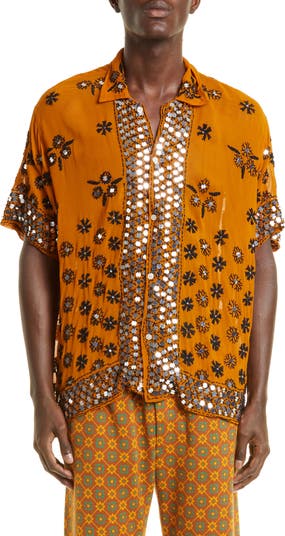 Bode Chunni Embroidered Short Sleeve Shirt | Nordstrom