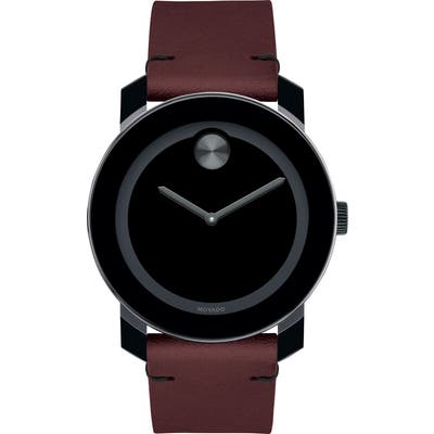 Movado Bold Leather Strap Watch, 42Mm