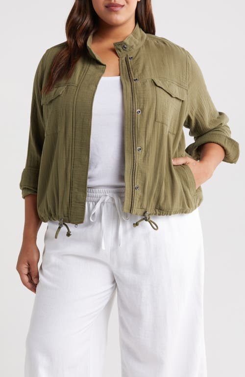 Caslonr Caslon(r) Cotton Gauze Utility Jacket In Green