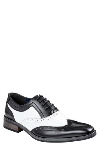 Gino Vitale Two-tone Wingtip Oxford In Black/white