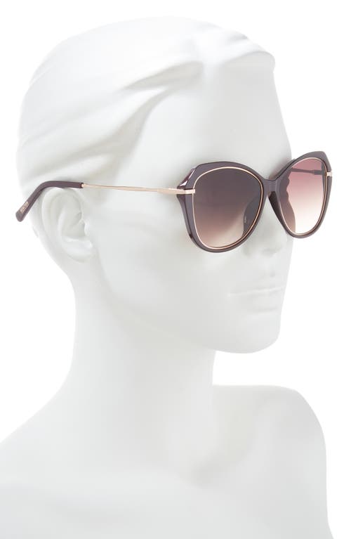 Shop Kenneth Cole 57mm Geometric Sunglasses In Shiny Bordeaux/bordeaux