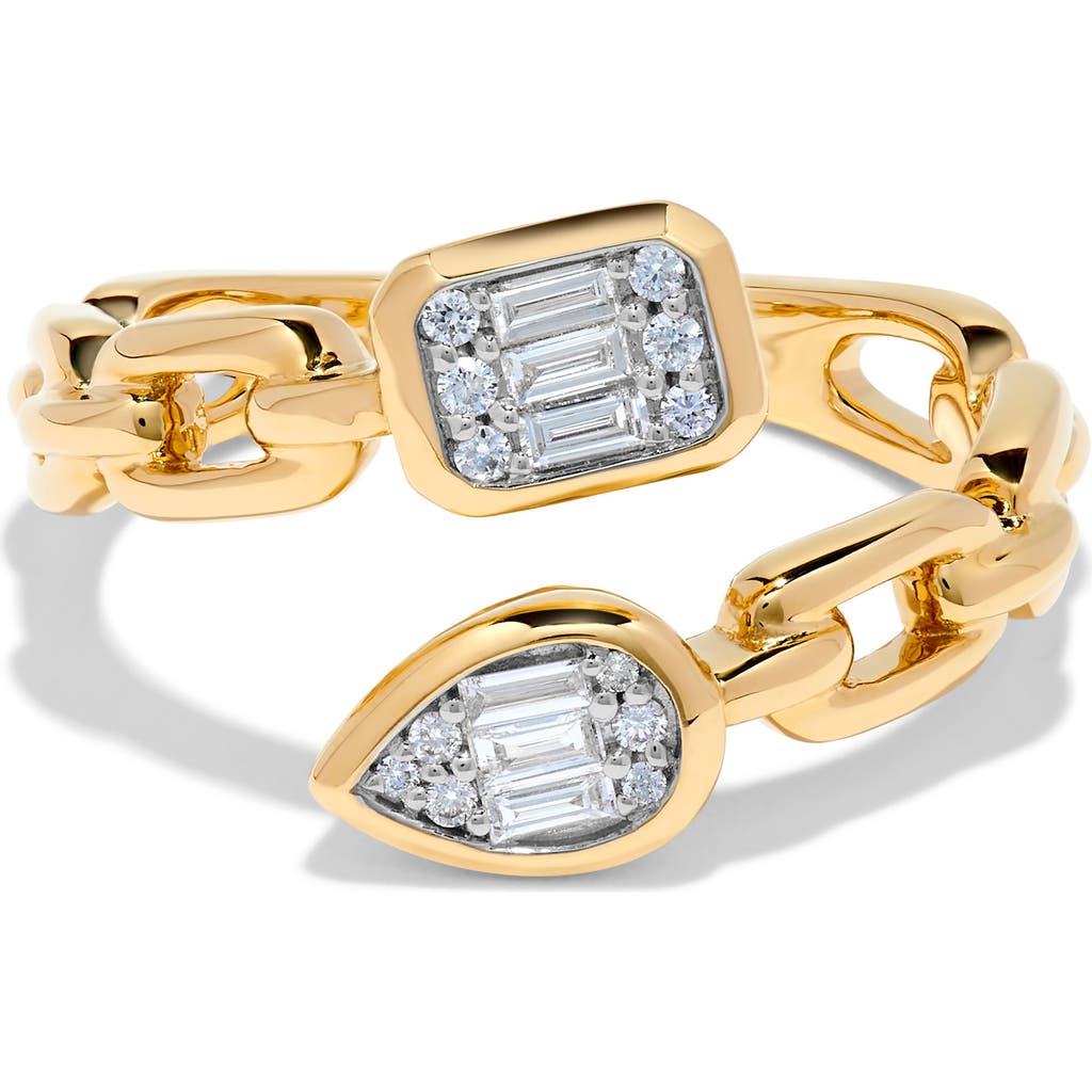 H.j. Namdar 14k Gold Diamond Paperclip Link Bypass Ring In Yellow And White Gold