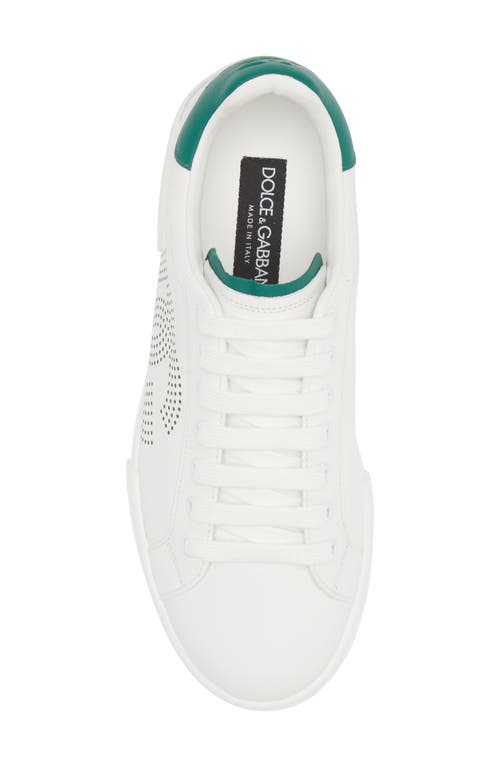 Shop Dolce & Gabbana Dolce&gabbana Portofino Leather Low Top Sneaker In Bianco/smeraldo