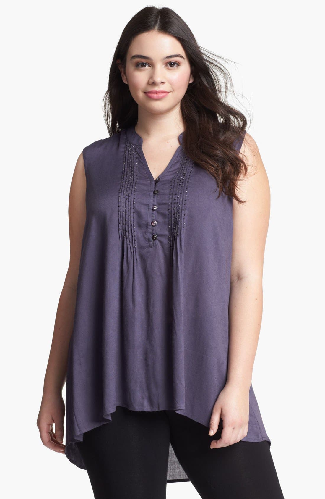 Evans Embellished Sleeveless High/Low Top (Plus Size) Nordstrom