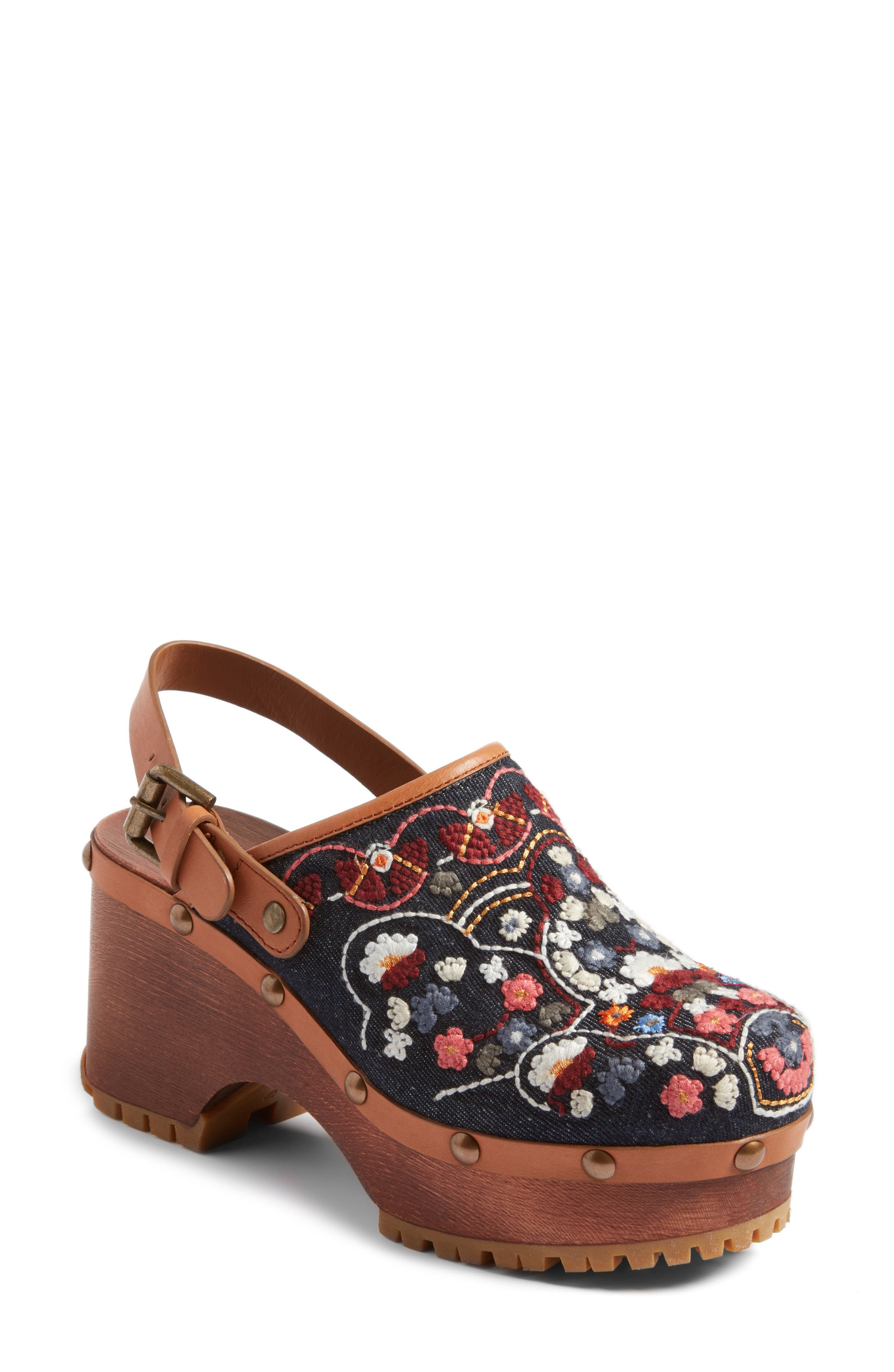 embroidered clogs