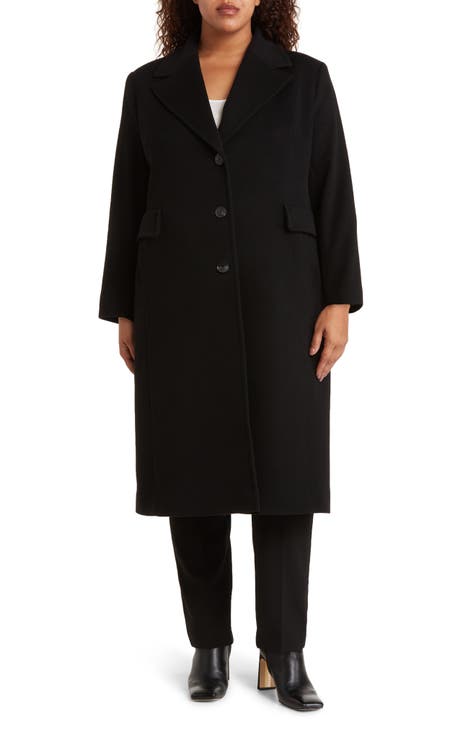 De La Creme Womens Curve Wool & Cashmere Blend Plus Size Long Coat